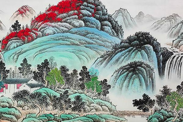 风水大师亲绘招财山水画卷