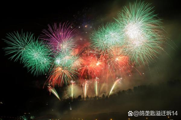 春节的烟花绽放夜空，传统习俗焕新颜