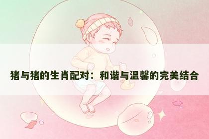 猪与猪的生肖配对：和谐与温馨的完美结合